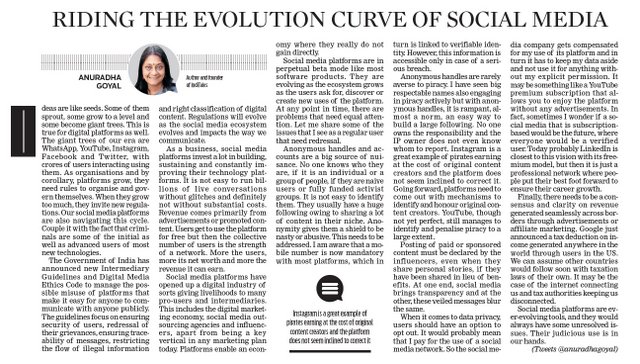 Riding the evolution curve of social media published in New Indian Express